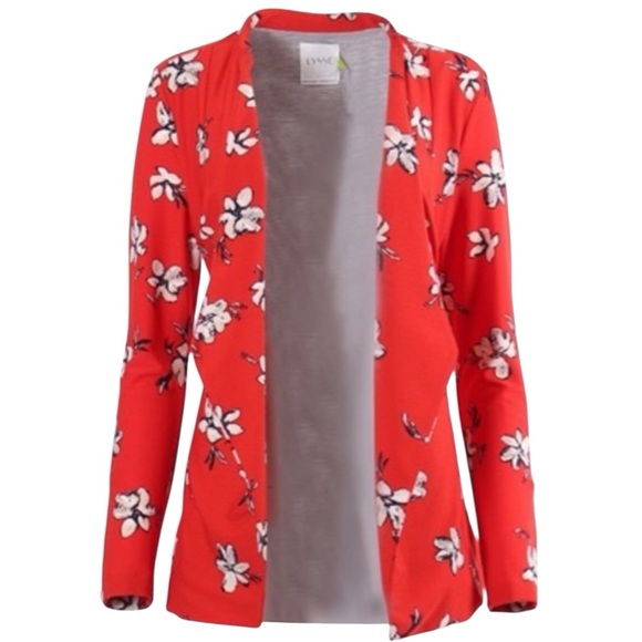 Lysse RED FLORAL BELTED KIMONO SHACKET Plus Size 2X JACKET Fringe CARDIGAN EUC - Picture 2 of 10